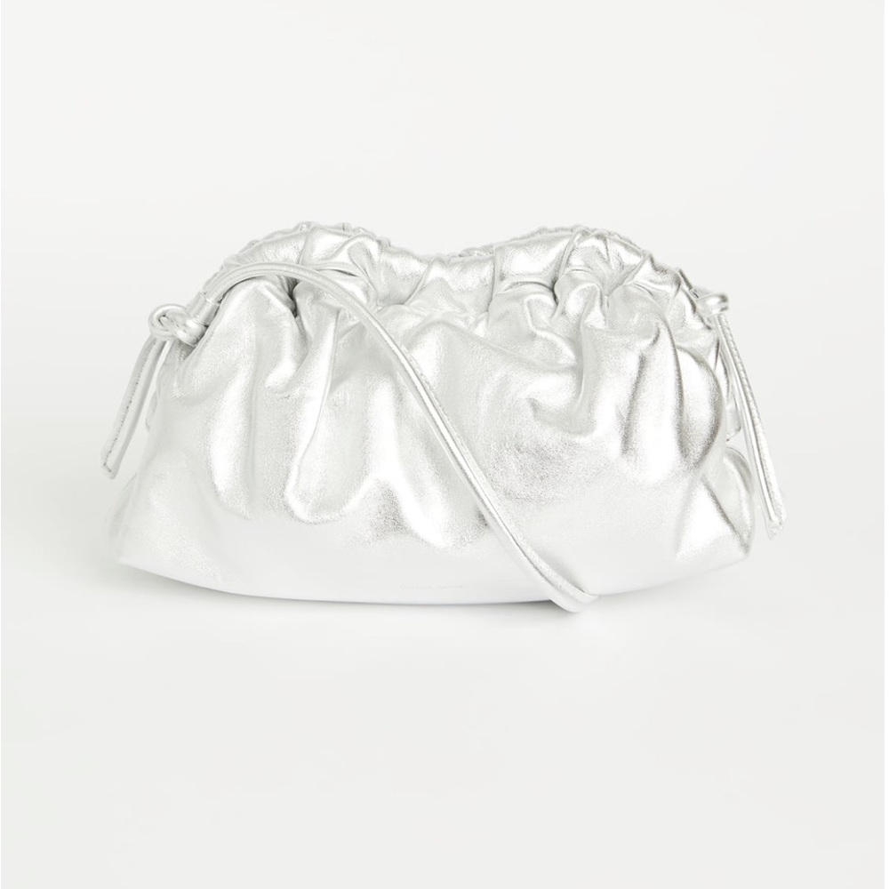 Mansur Gavriel Cloud Clutch Mini Metallic Silver NWOT